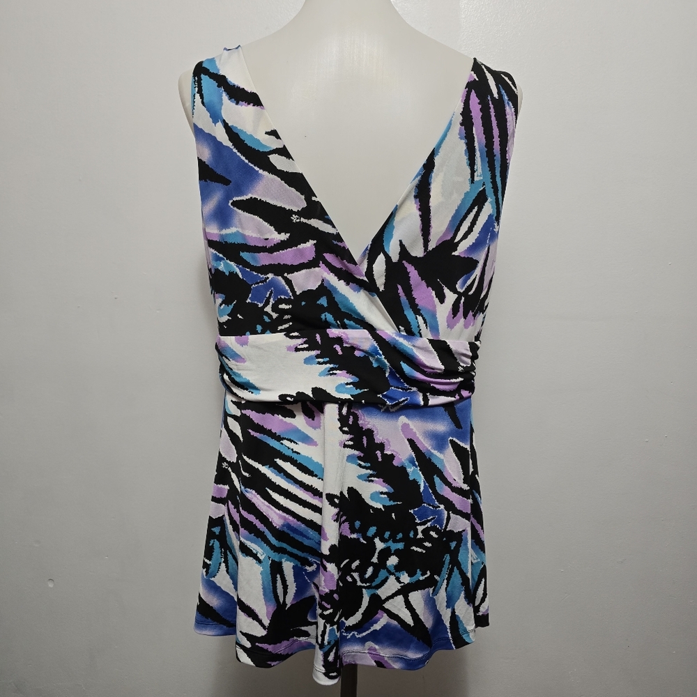 Essentials by Milano Purple & Black Abstract Zebra Print Tank Size Large - Picture 5 of 8